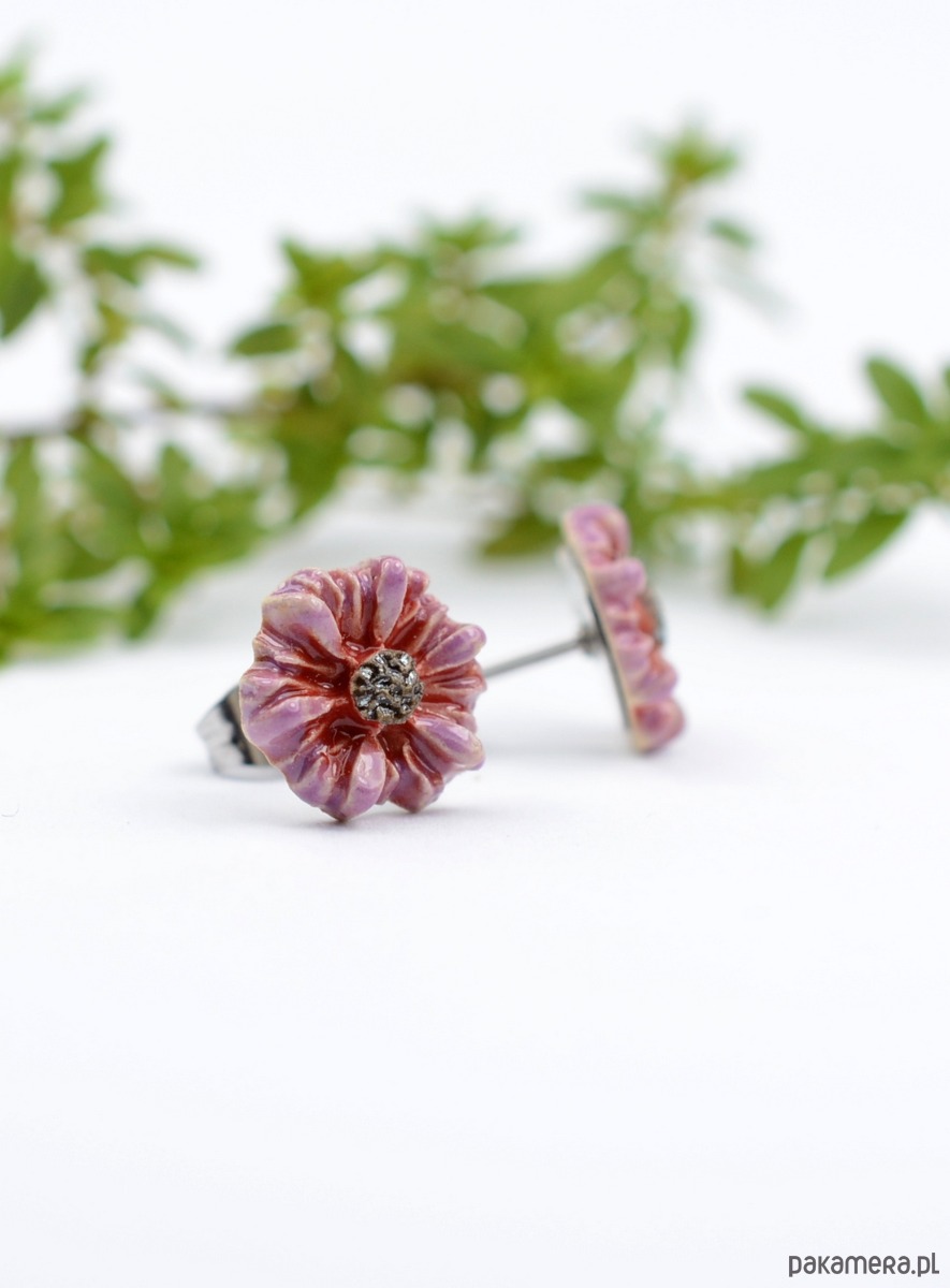 kolczyki ceramiczne Ceramiczne kwiaty- kolczyki sztyfty 3d 2