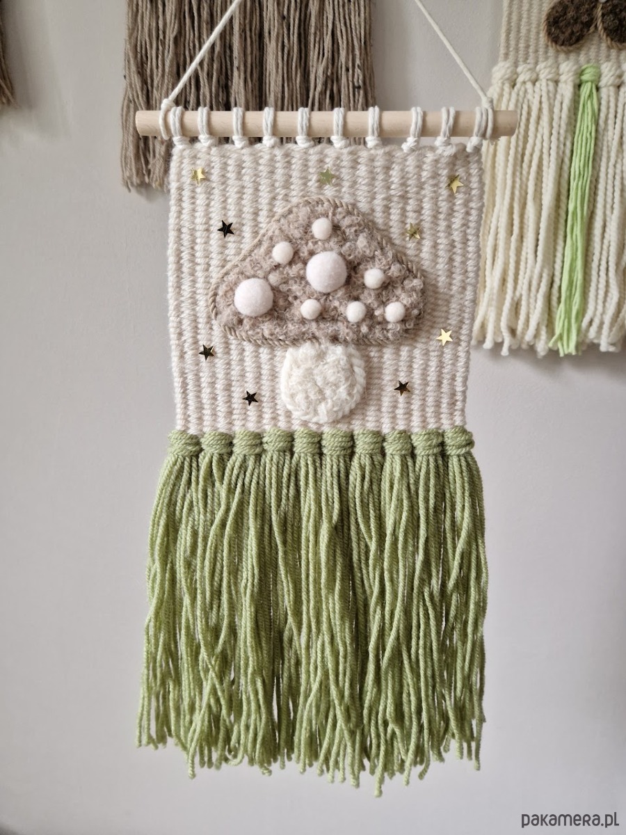 makramy Makatka z motywem grzybka 1