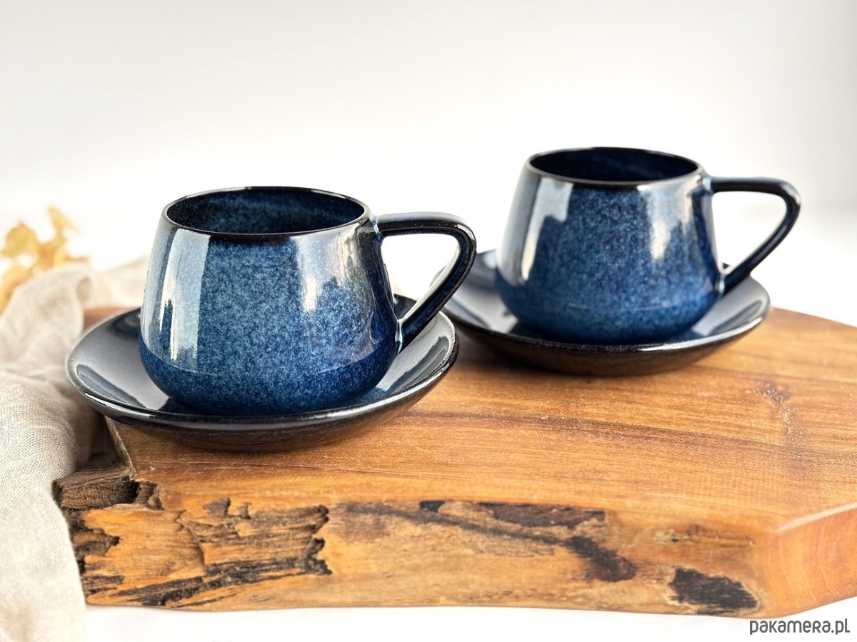 filiżanki Zestaw dla dwojga - Filiżanka Beczułka ze spodkiem 250 ml - Nocne Niebo 4