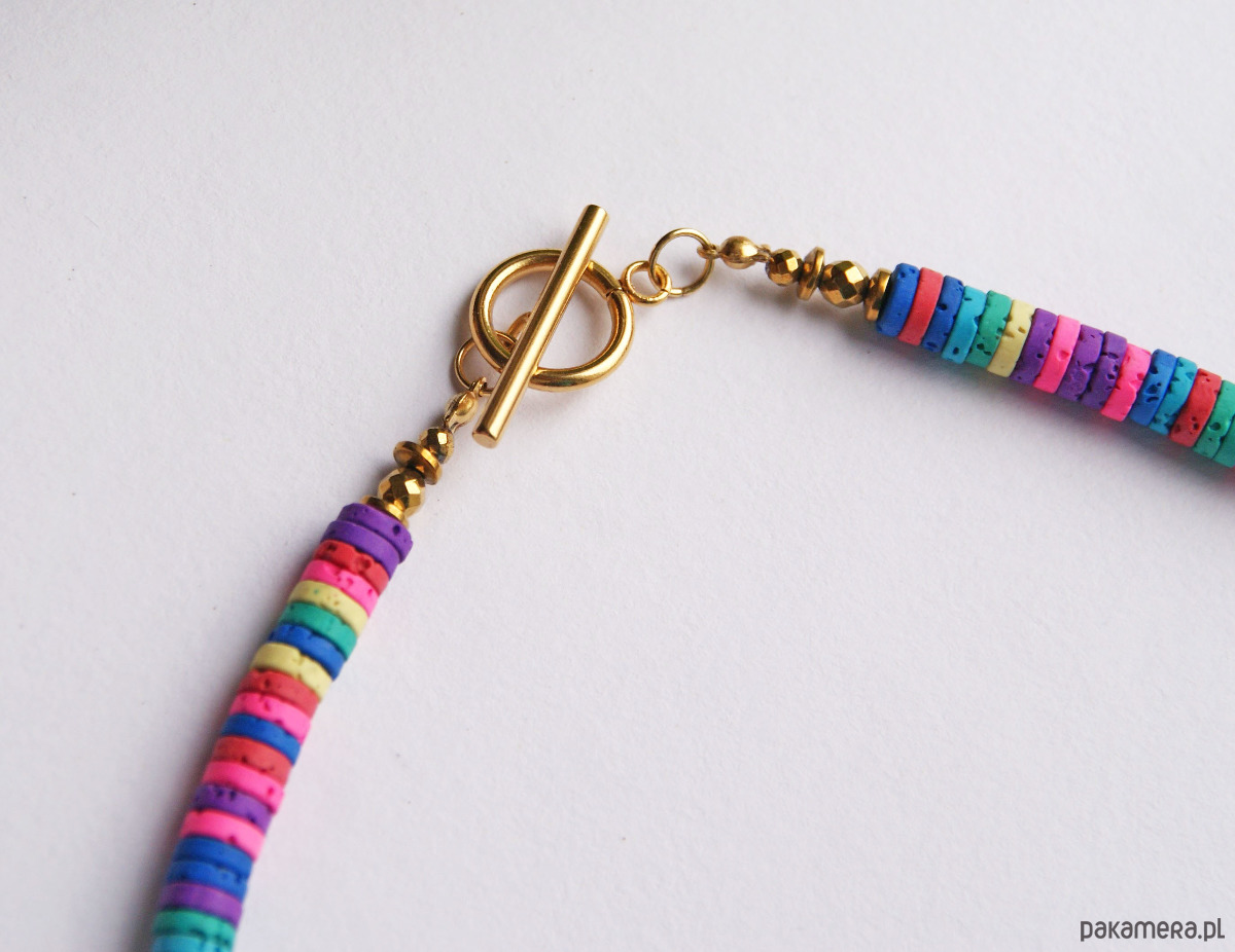 korale SUMMER COLLECTION naszyjnik : kolorowa lawa i perły 2