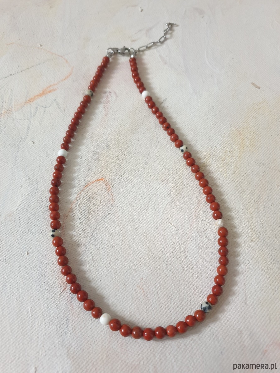 chokery Naszyjnik choker ROOTS jaspis czerwony, jaspis dalmatyński, howlit 2