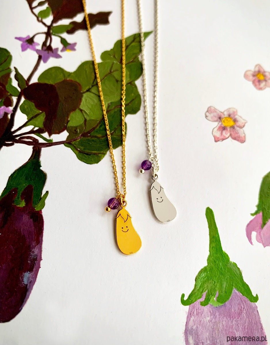 srebrne naszyjniki Bakłażan- Happy Aubergine- Naszyjnik 1