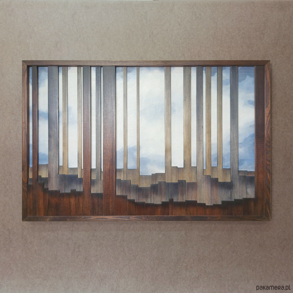 obrazy Obraz z drewna. "Na skraju lasu". Pejzaż leśny. Drewniana dekoracja 1