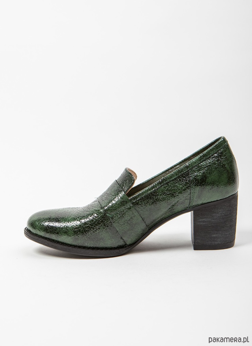 półbuty damskie PÓŁBUTY NA 6 CM SŁUPKU - SKÓRA NATURALNA - MODEL 250 - BUTELKOWA ZIELEŃ 3