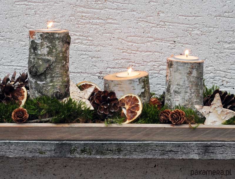 świeczniki i świece Brzozowe świeczniki-pieńki 3szt 4