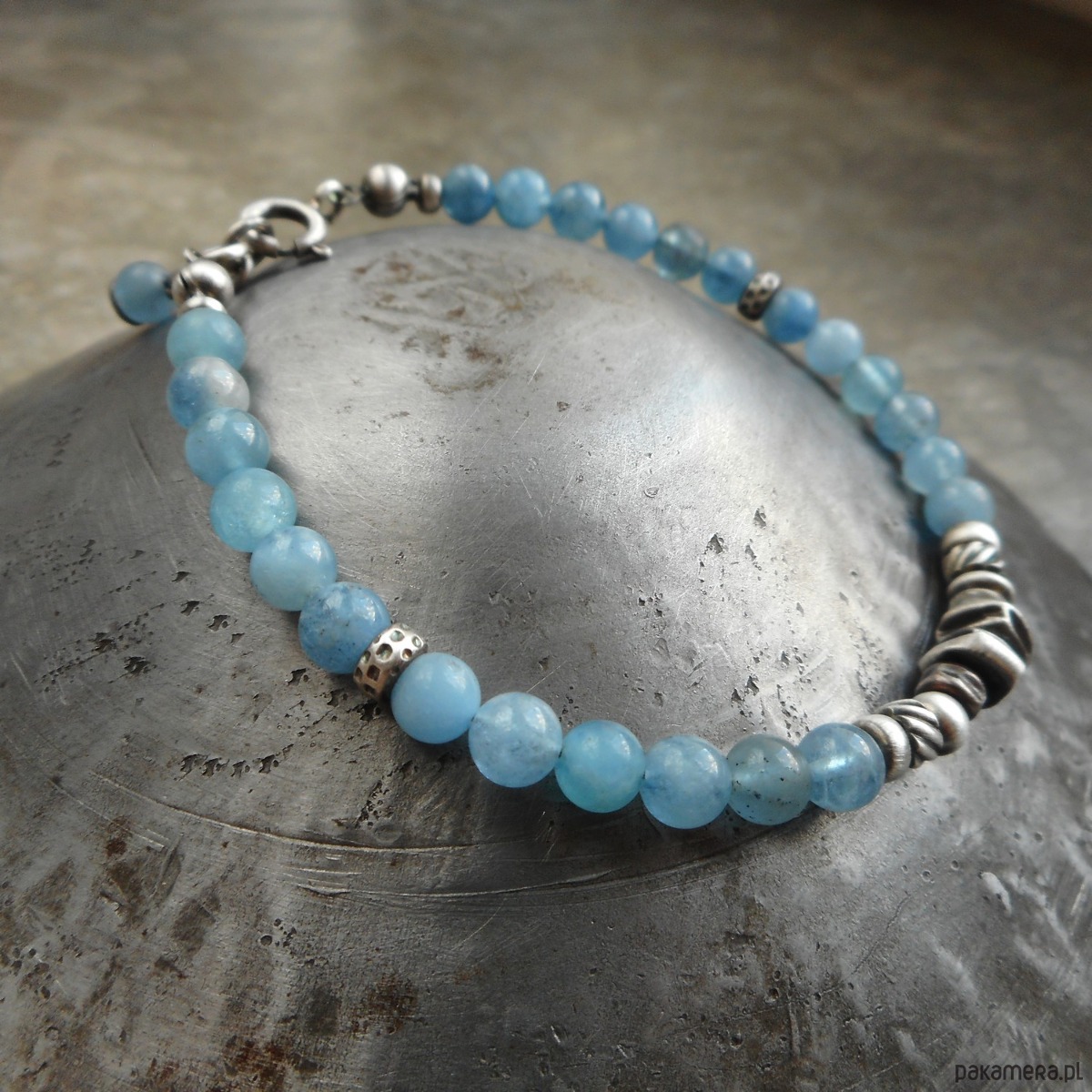 bransoletki srebrne Błękitna bransoletka srebro 925 3