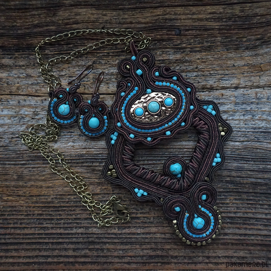 komplet biżuterii Brąz i turkus - sutaszowy komplet biżuterii 2