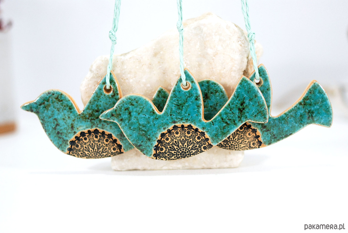 ozdoby choinkowe Turkusowe ptaszki w locie - ozdoby choinkowe 2