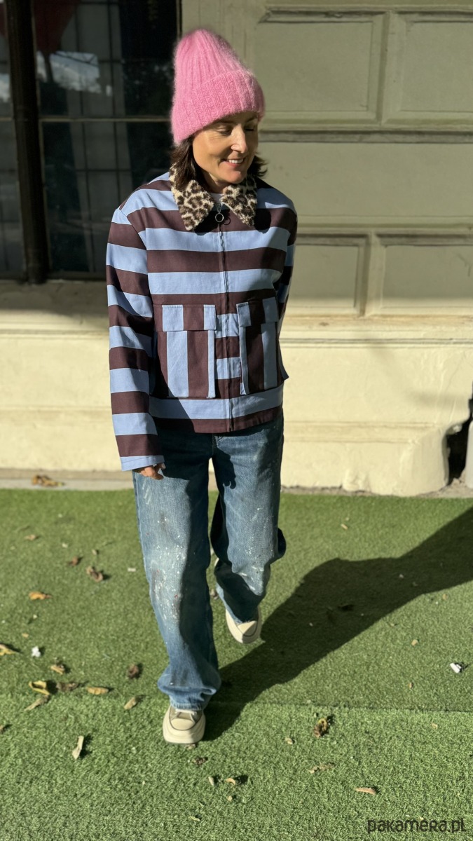 kurtki damskie Kurtka w pasy z kołnierzykiem 4