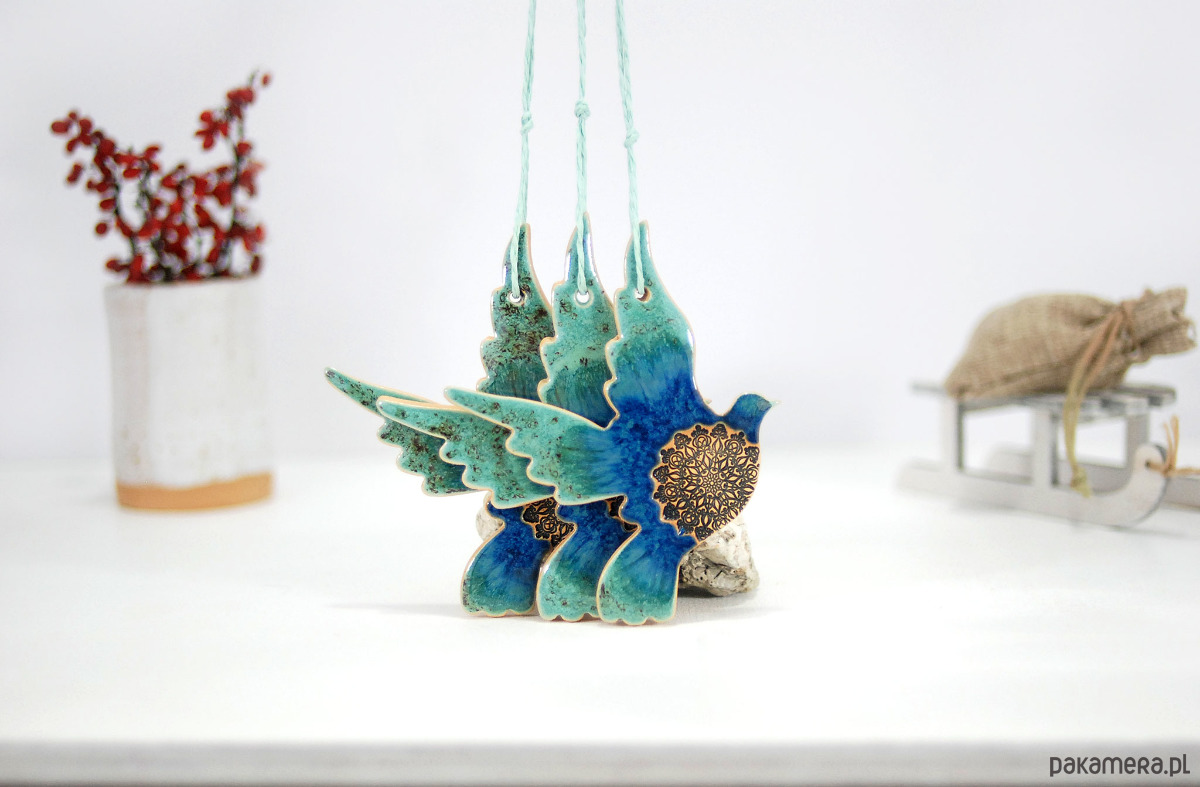 ozdoby choinkowe Turkusowe ptaki w locie - ozdoby na choinkę 6