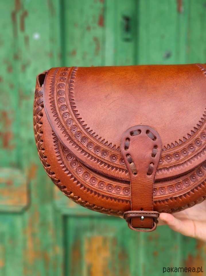torby na ramię Skórzana torebka Nicte Brązowa ręcznie robiona z grubej skóry góralska 3