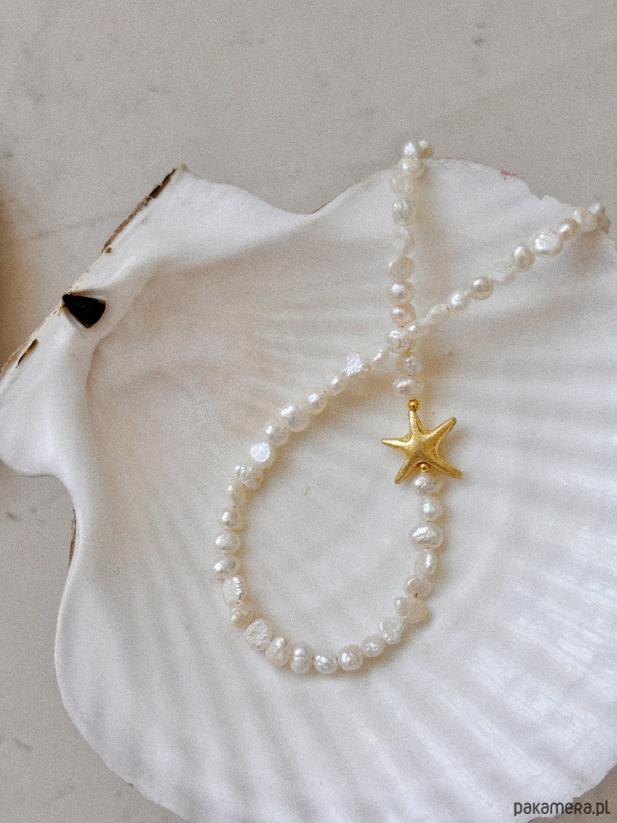 złote naszyjniki Naszyjnik z pereł naturalnych gwiazda 6