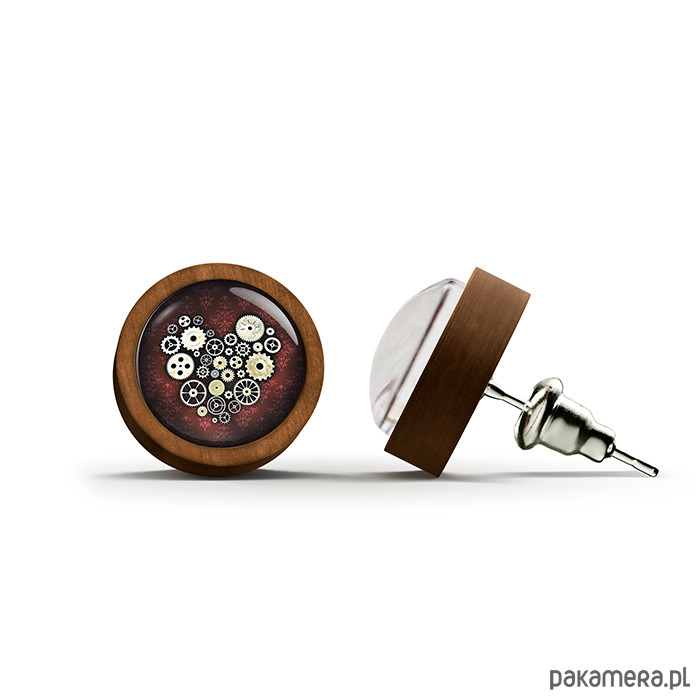 kolczyki drewniane Kolczyki drewniane - Steampunk - sztyfty 1