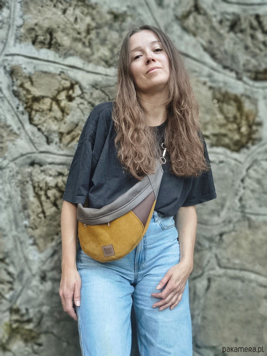saszetka nerka SALE Nerka "Haru" brązowo musztardowa no waste 3