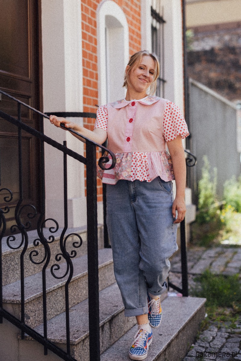 koszule męskie Koszula patchworkowa czerwona 3