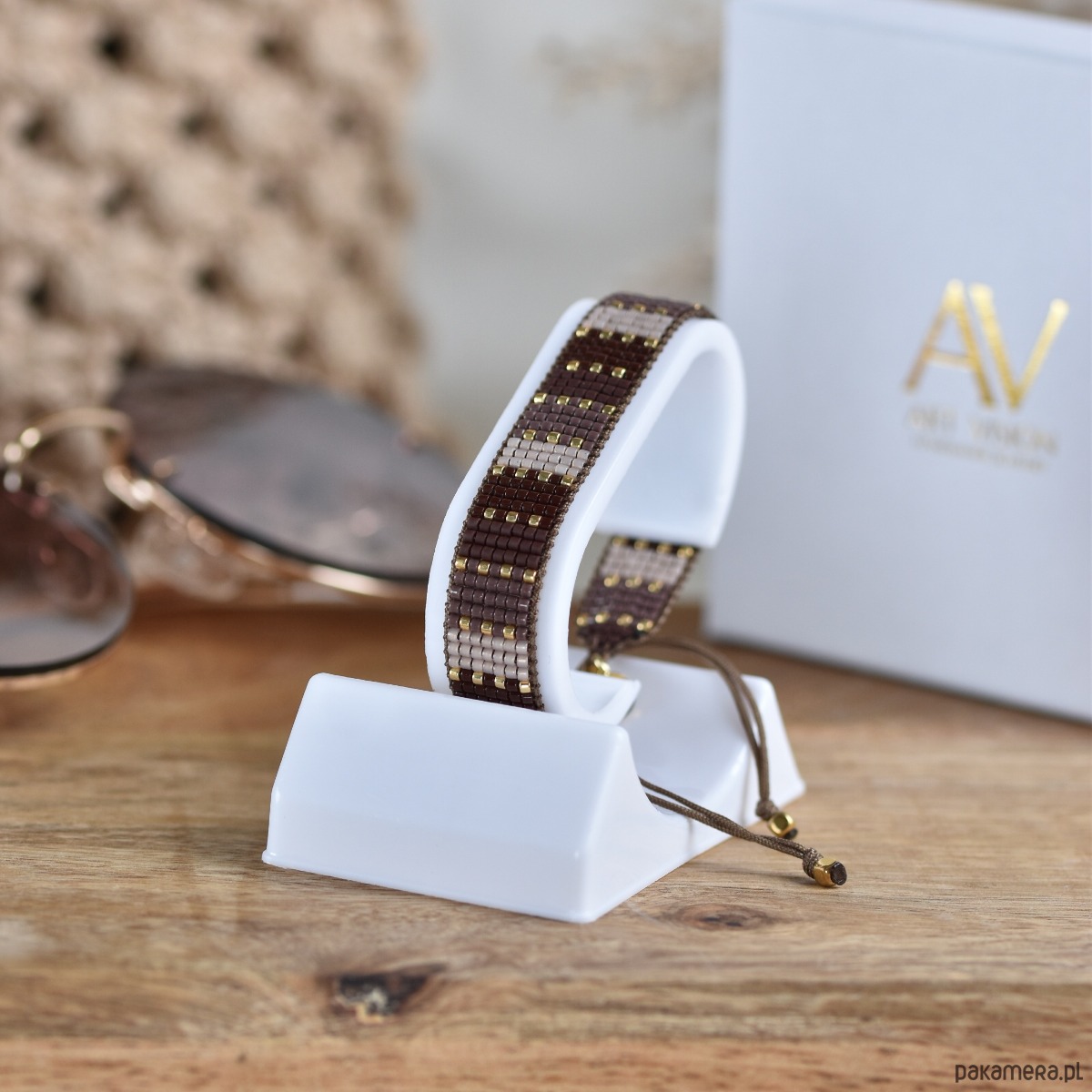 bransoletki na sznurku Tkana bransoletka - Beżowo-brązowa 2