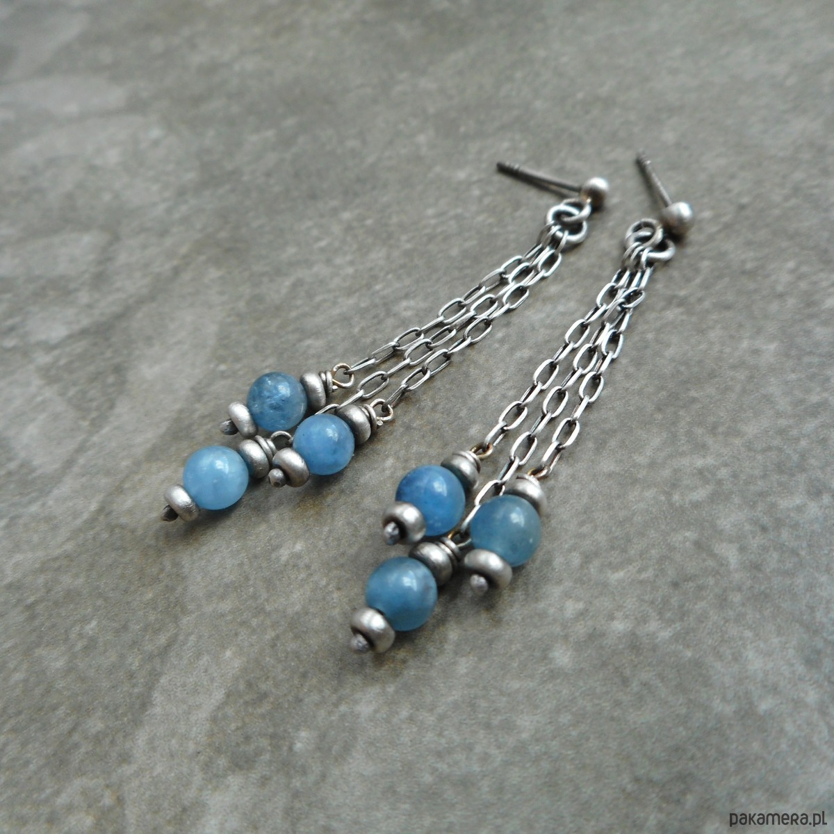 kolczyki srebrne Błękitne kolczyki srebro 925 3