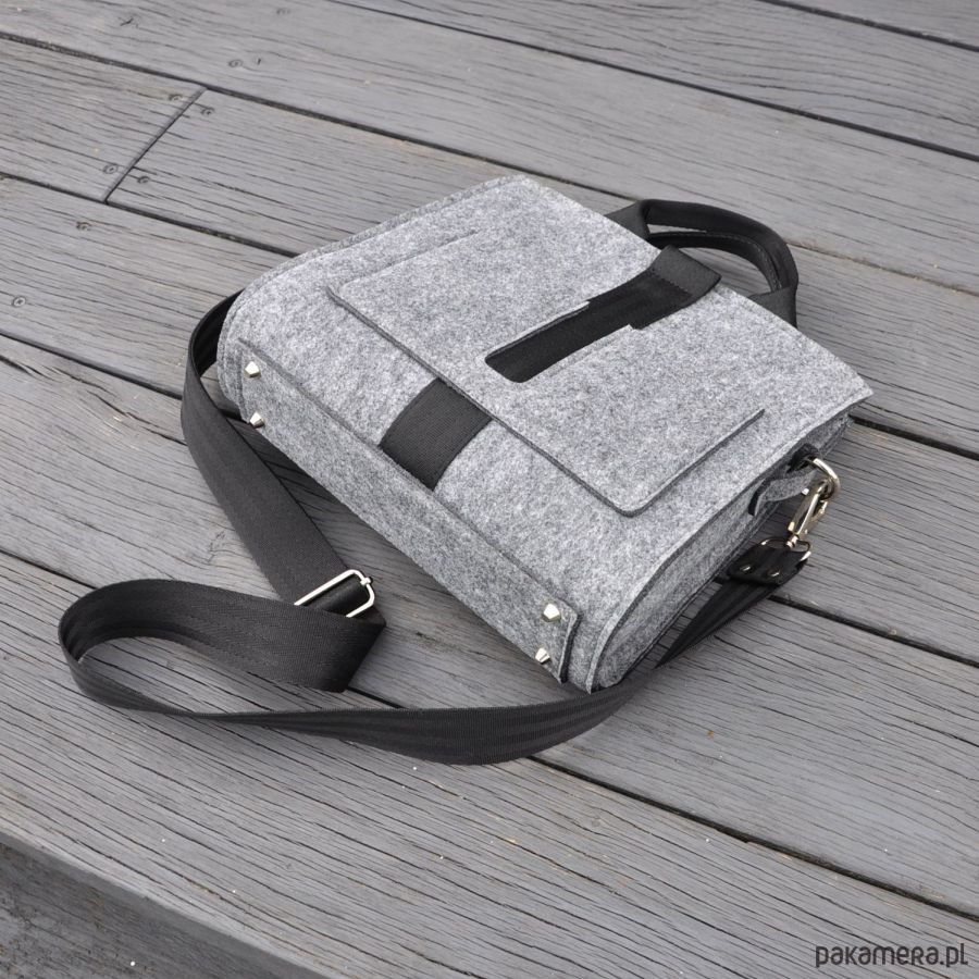 torebki do ręki Designerska torebka - szara - czarny pas - mini 1