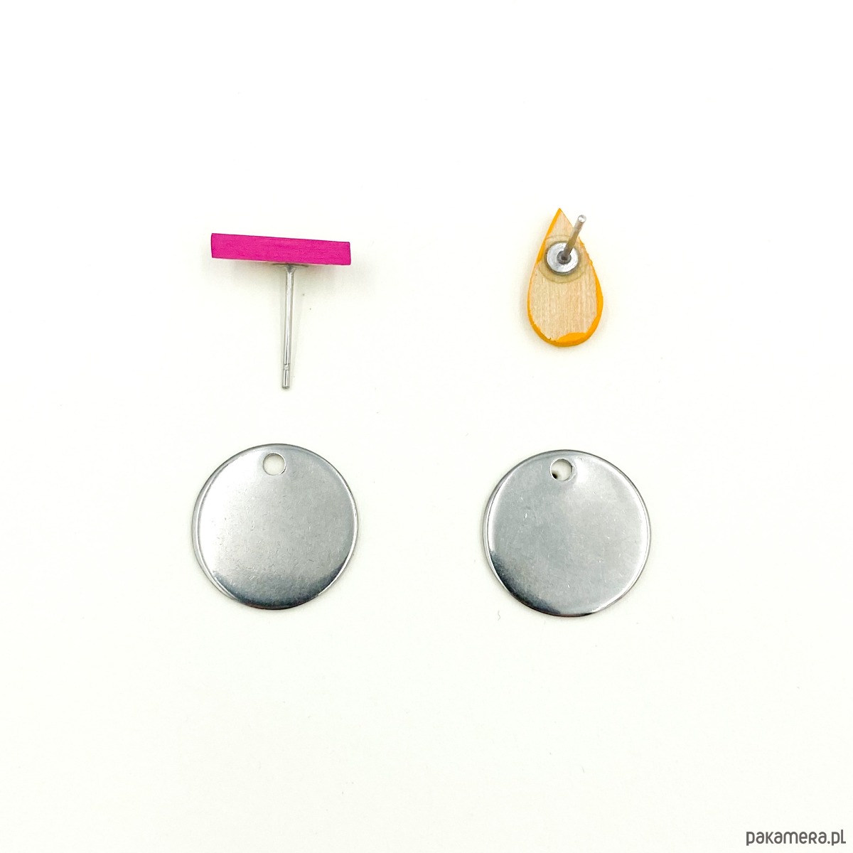 kolczyki drewniane Kolczyki Mini z blaszką 1