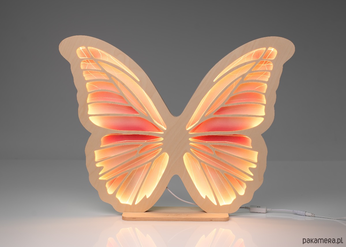 dekoracje świetlne Lampka UNKY Motyl różowo-szary 2