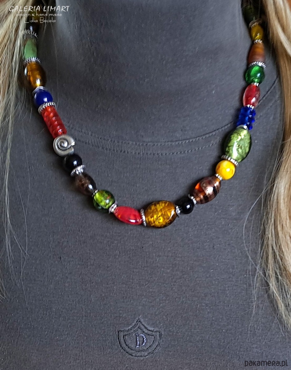 korale Vintage style elegancki naszyjnik ze szkła weneckiego multicolor Prezent lux 7