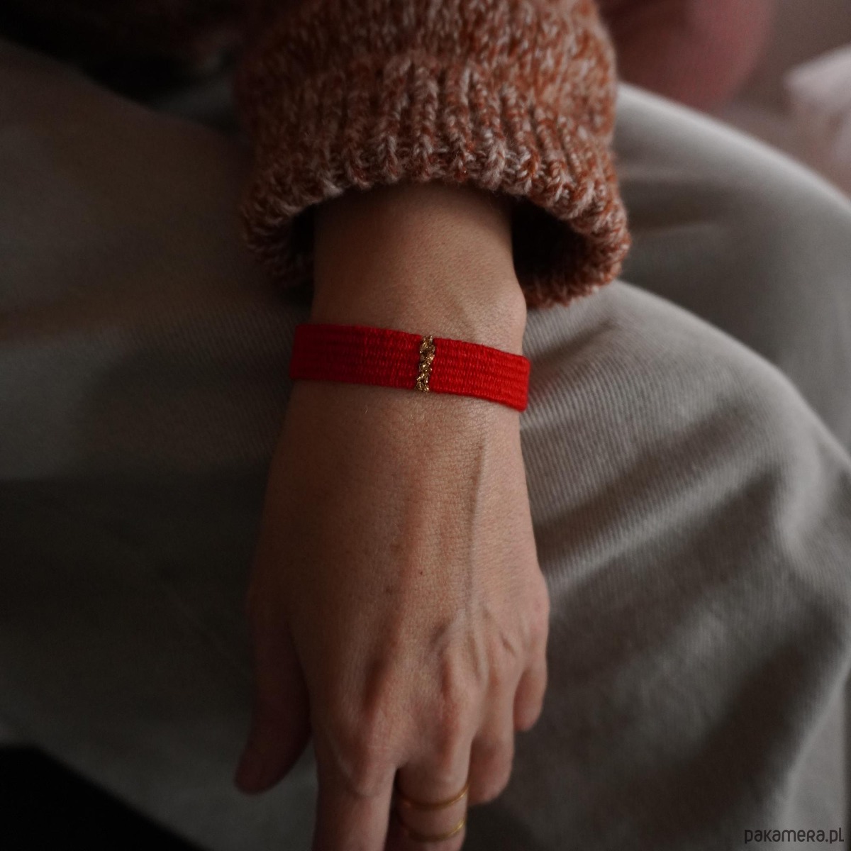 bransoletki - inne Czerwona bransoletka handmade - na szczęście 6
