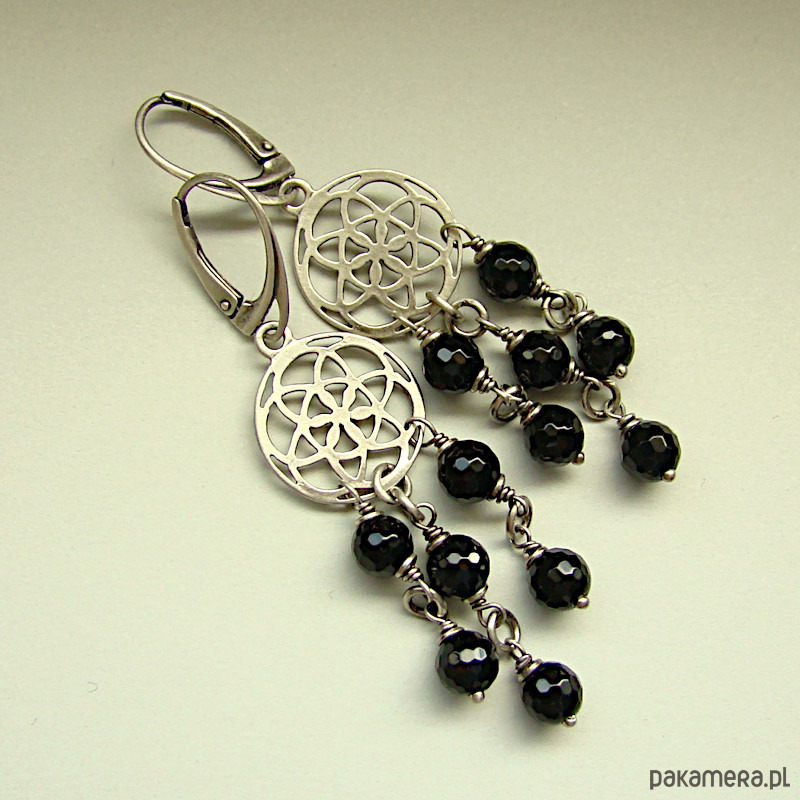 kolczyki z kamieniami Orientalne kolczyki z onyksami 1