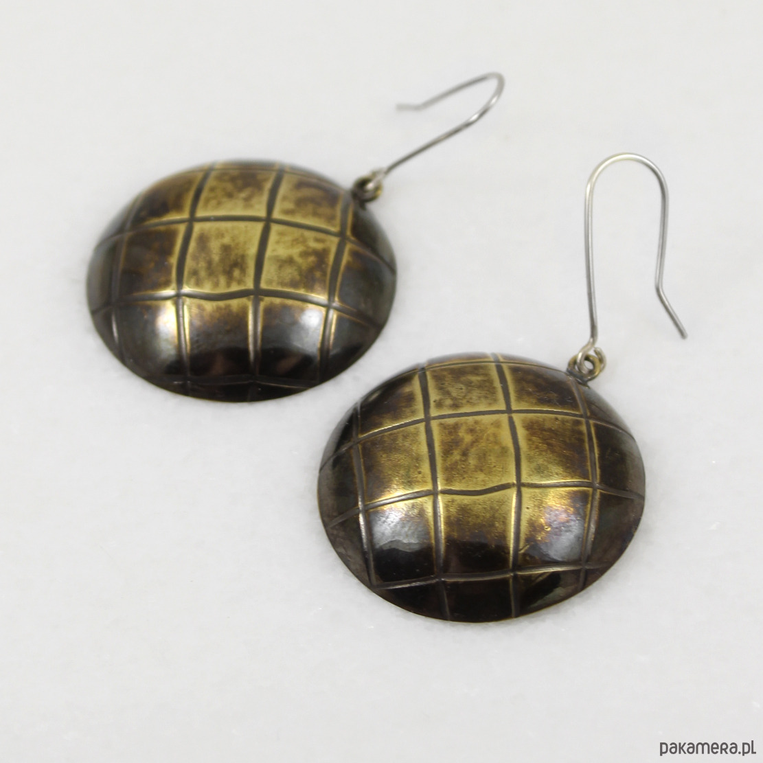 kolczyki z mosiądzu Krata - mosiężne kolczyki lub klipsy - unikat 1