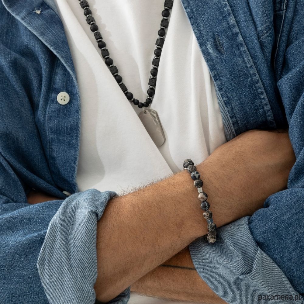 biżuteria męska Jaspis i Hematyt (kostka) - męska bransoletka z kamieni naturalnych 1