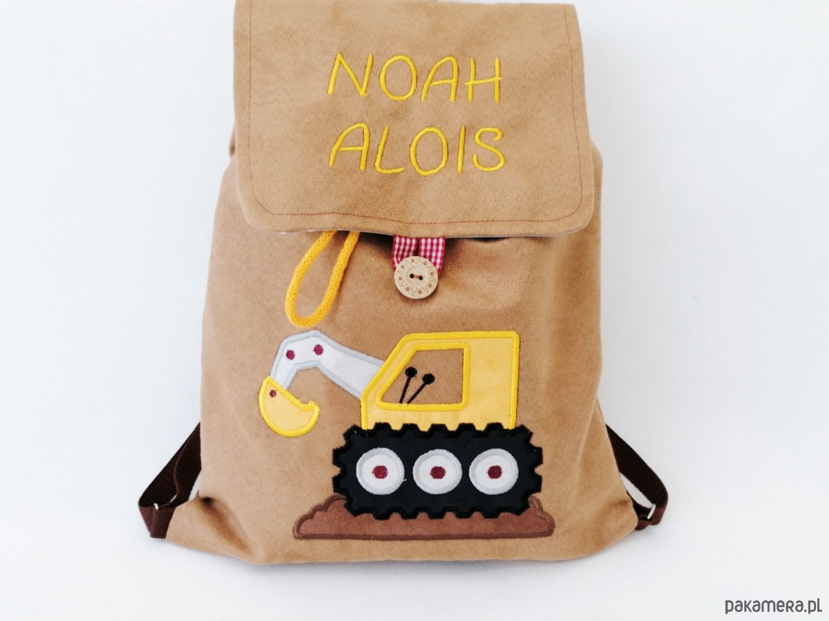 torebki, worki i plecaki dziecięce Personalizowany prezent dla chłopca - plecak z koparką 5