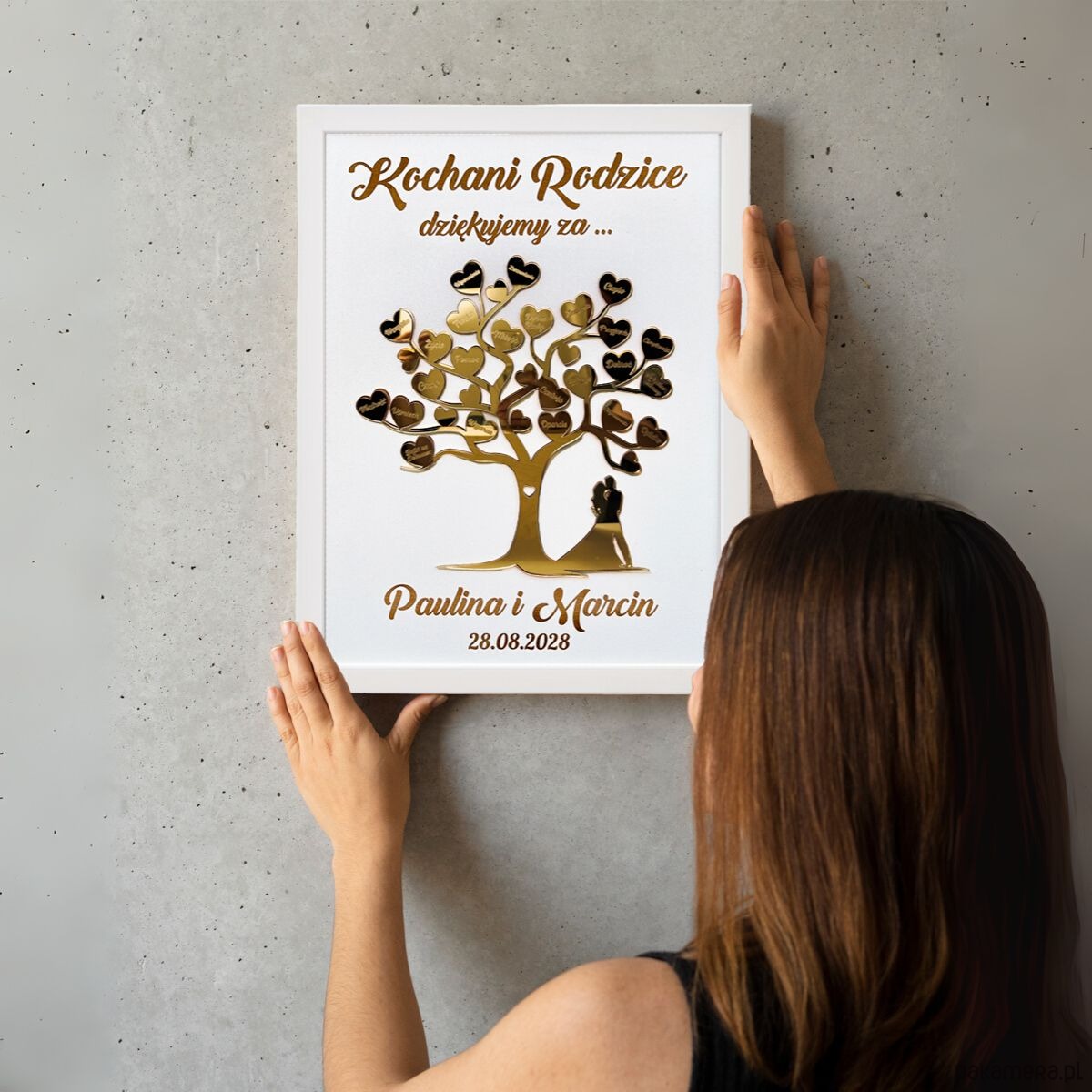 Ślub - inne Podziękowanie ślubne dla Rodziców Prezent ZŁOTE DRZEWKO 3D 4