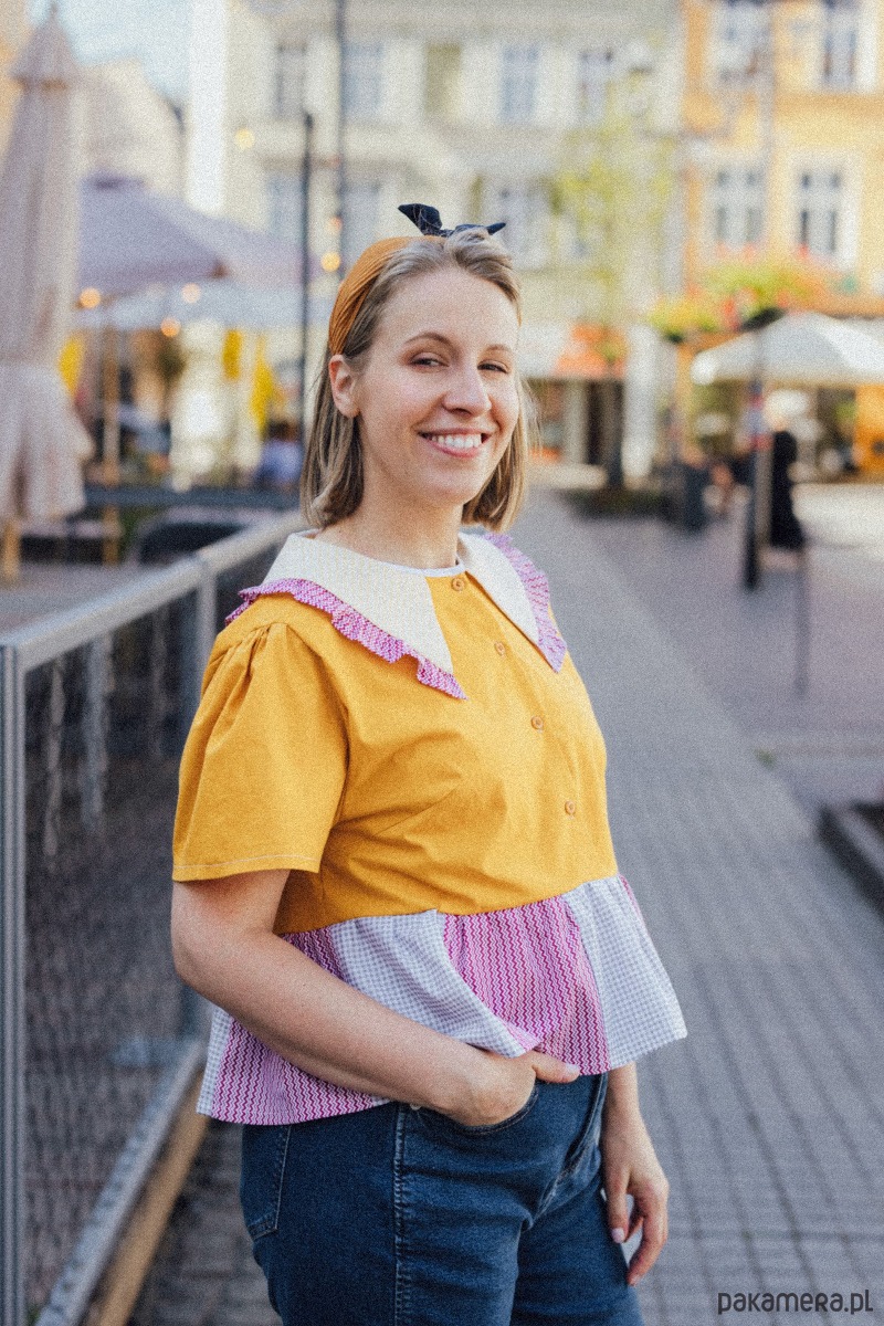 koszule męskie Koszula patchworkowa żółta 2