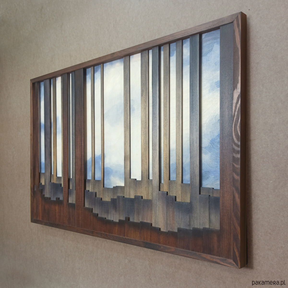 obrazy Obraz z drewna. "Na skraju lasu". Pejzaż leśny. Drewniana dekoracja 4