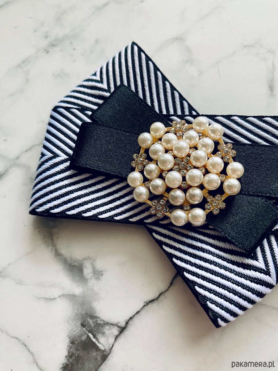broszki Black & White Brosza   z perłami  NEW 6