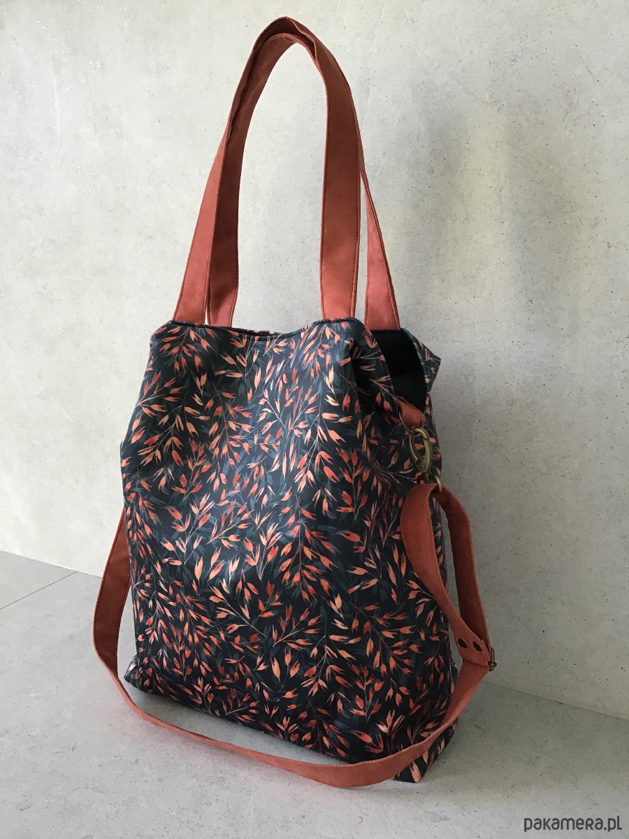 torby na ramię Duża torba na ramię - print listeczki 3