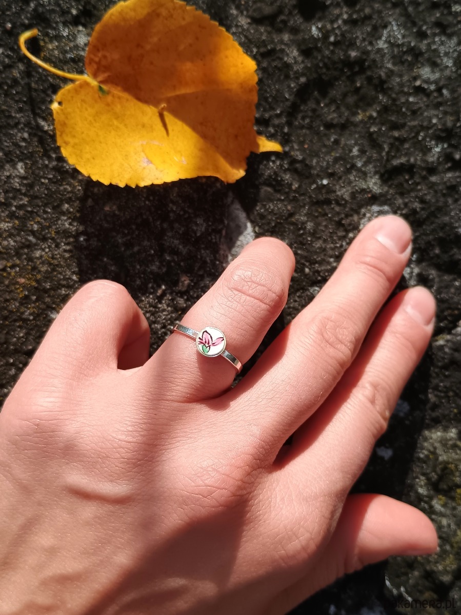 pierścionki - różne Pierścionek z kwiatkiem srebrny 2