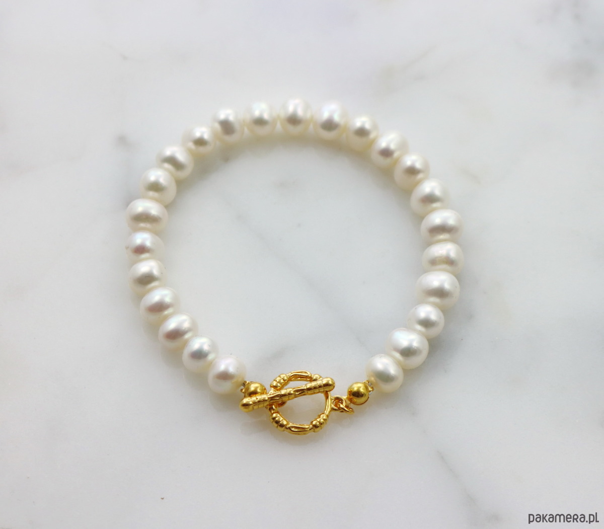 bransoletki z kamieni naturalnych Bransoletka perły srebro 925 pozłacane 1