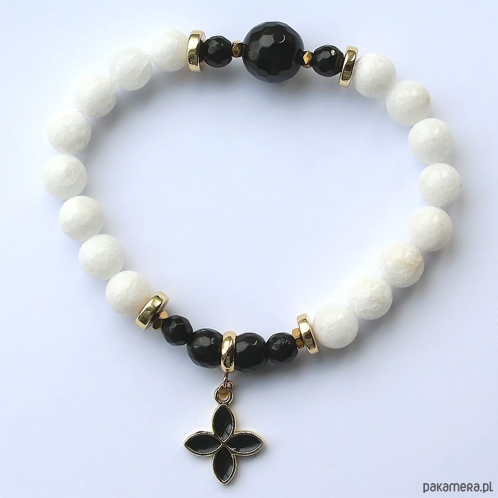 bransoletki z kamieni naturalnych Stabilność i ochrona - Onyks, biały jadeit, hematyt 2