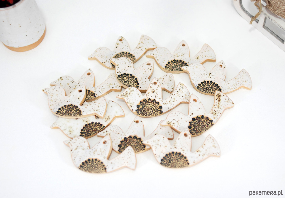 ozdoby choinkowe Białe ptaszki - ceramiczne ozdoby choinkowe 8