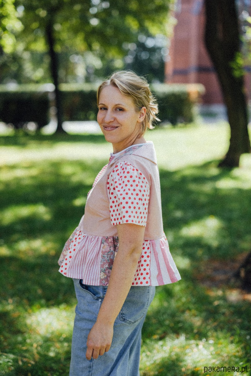 koszule męskie Koszula patchworkowa czerwona 4