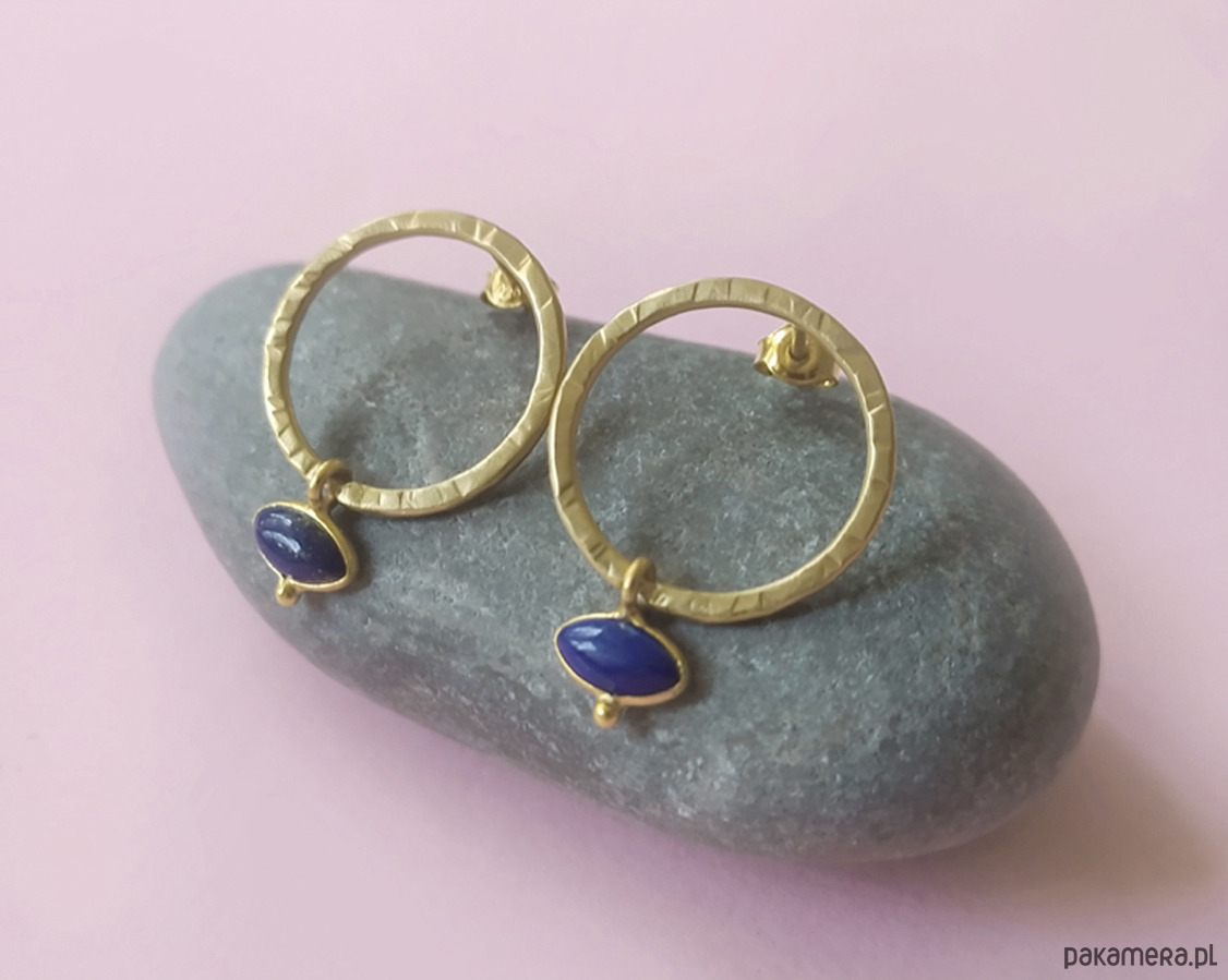 kolczyki pozłacane Kolczyki Plates Blue - srebro 925 pokryte 24k złotem 1