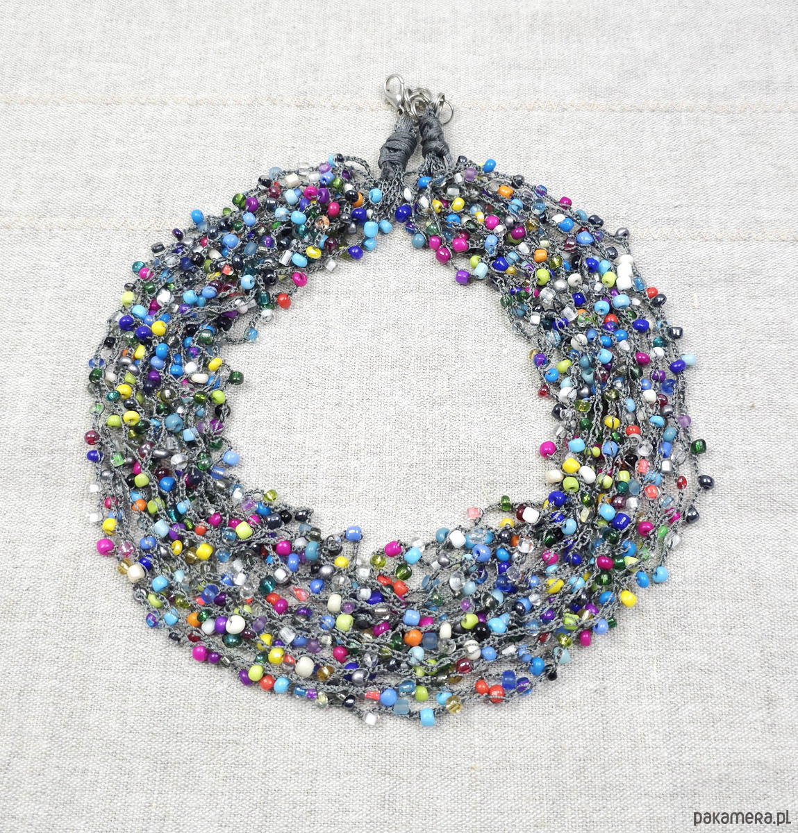 kolie 5879 Kolorowy naszyjnik z koralików szklanych - Ręcznie robiony choker 2