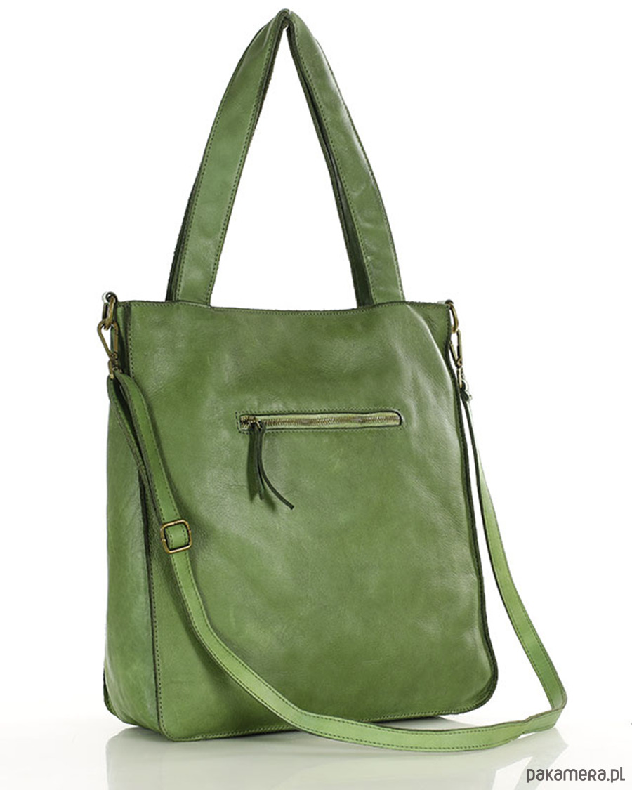 torby na ramię Torebka damska shopper A4 skóra naturalna - jasna zielona 5