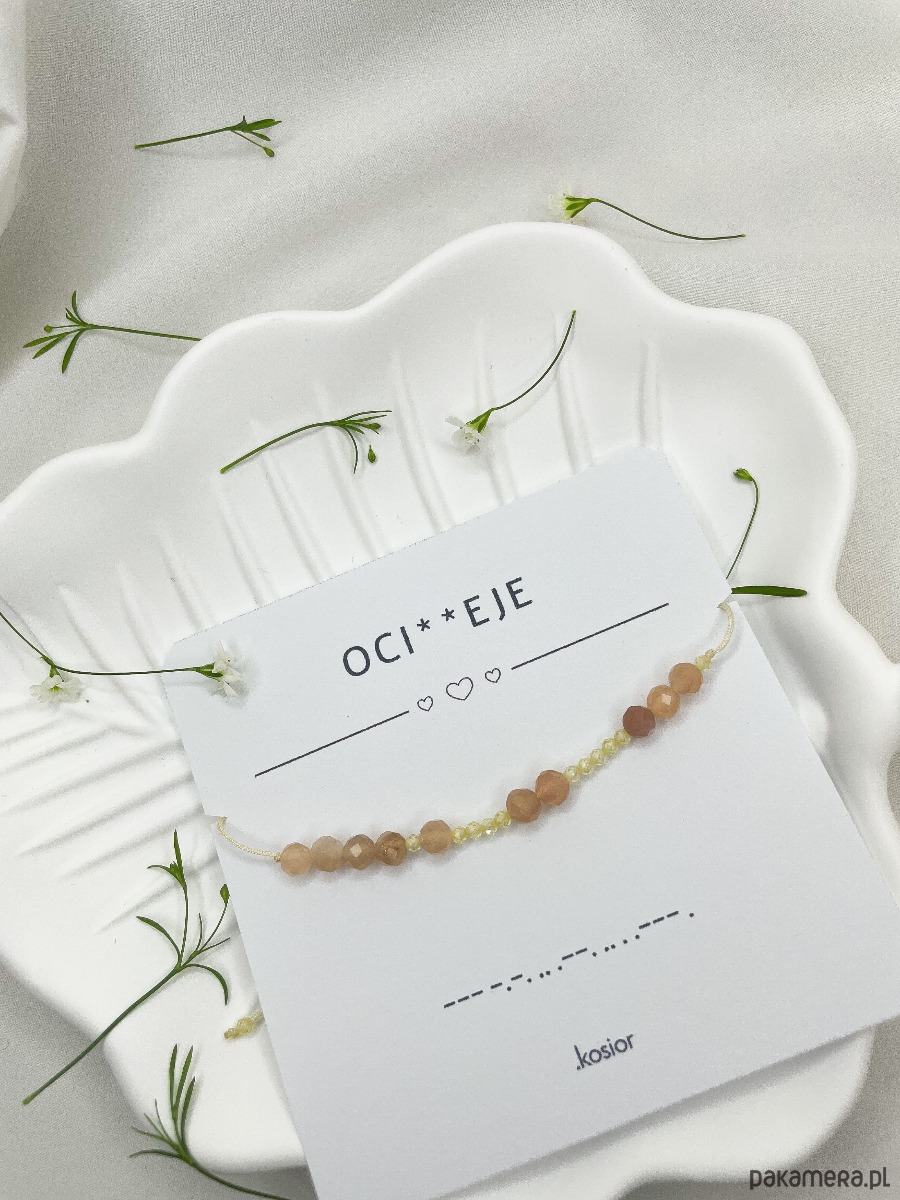 bransoletki na sznurku Bransoletka z alfabetem Morse Kamień słoneczny i Kwarc żółty 1