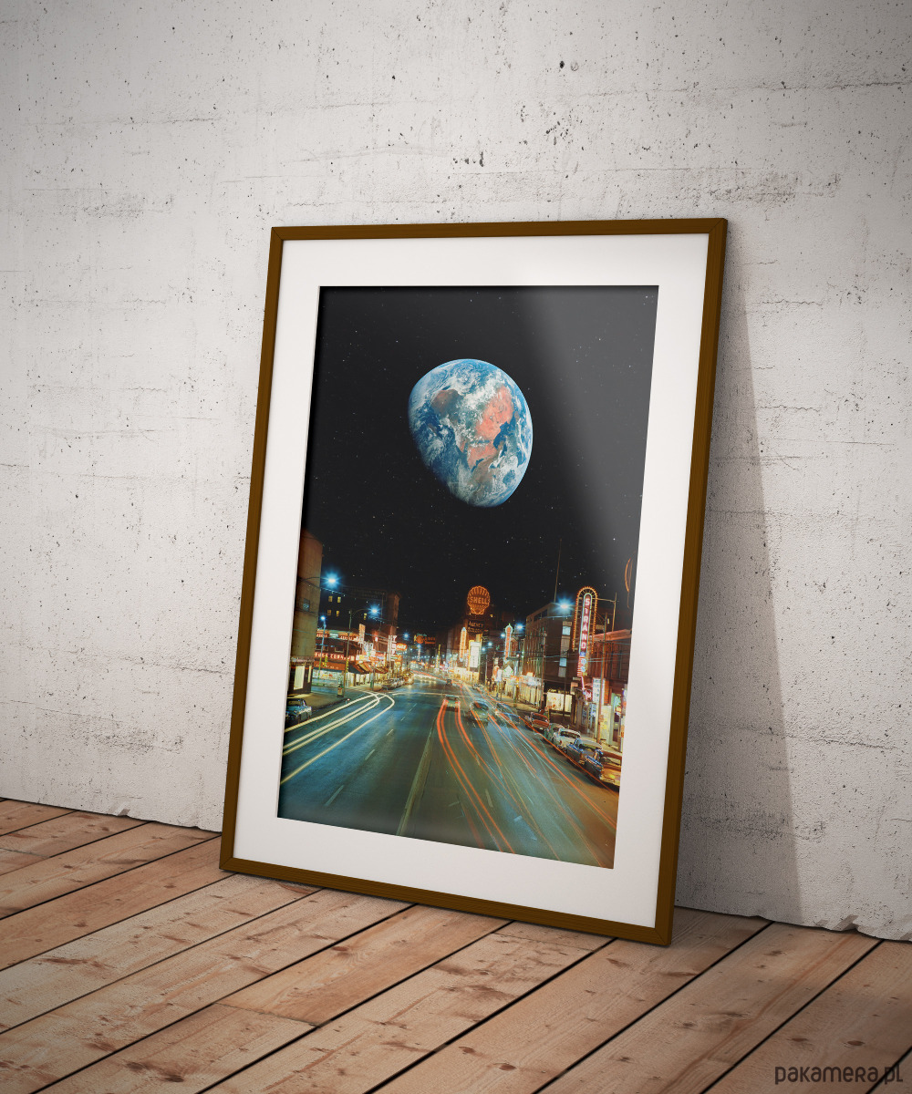 plakaty Plakat Nocna przejażdżka - Kolaż Fine-art  - Autorska dekoracja ścienna 1