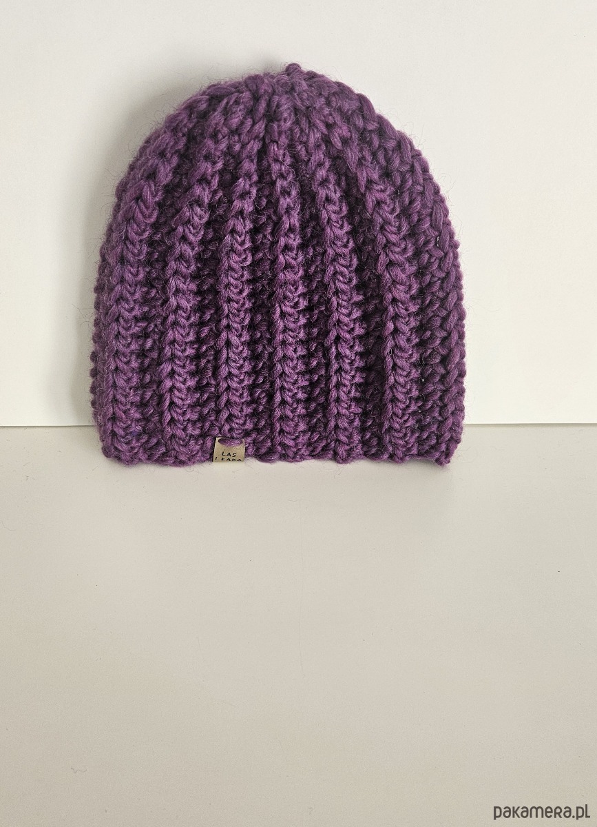 czapki damskie Fioletowa Czapka wełniana 1