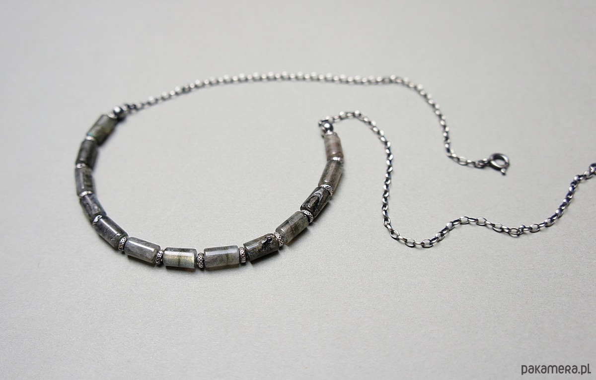 korale Labradorytowe walce  - naszyjnik 2