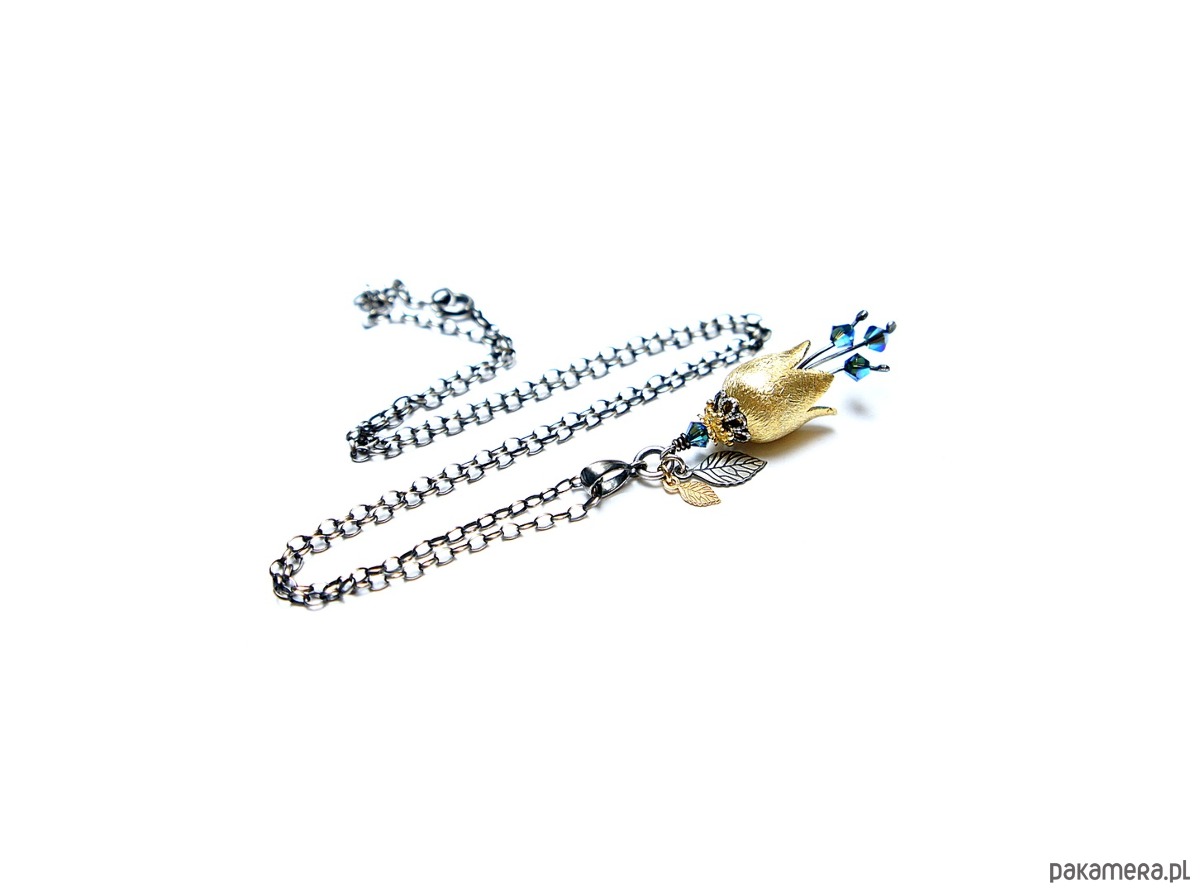 wisiory Dzwonek /metalic blue/  naszyjnik 1