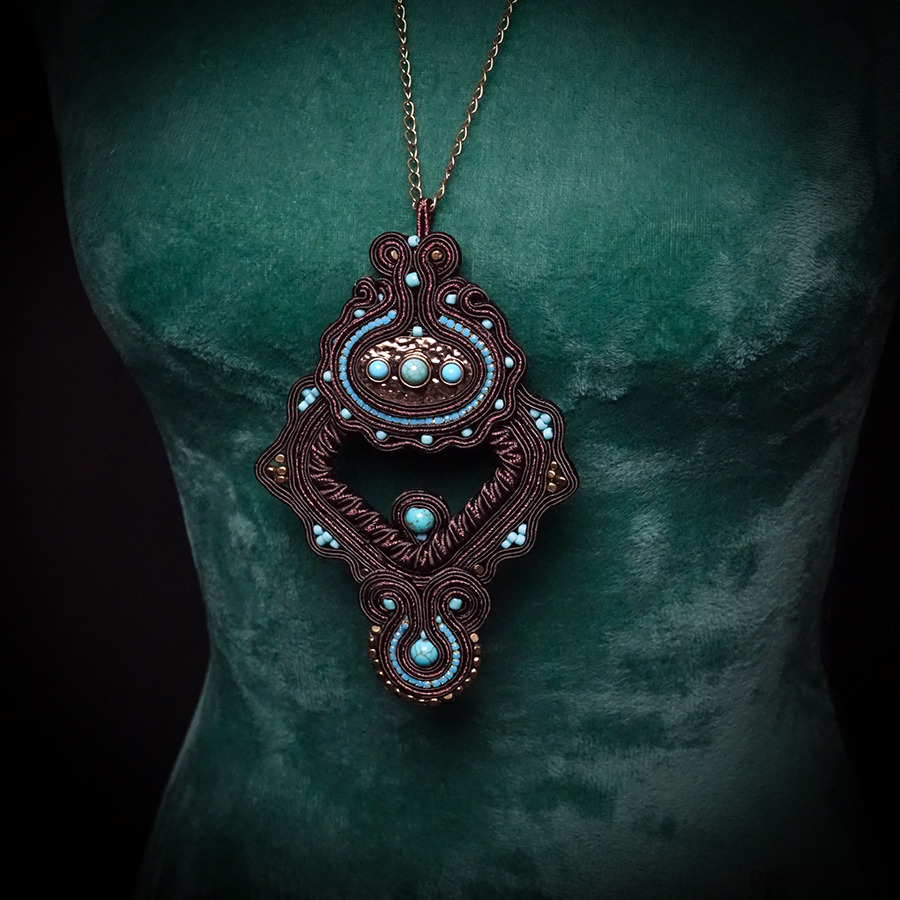 komplet biżuterii Brąz i turkus - sutaszowy komplet biżuterii 8