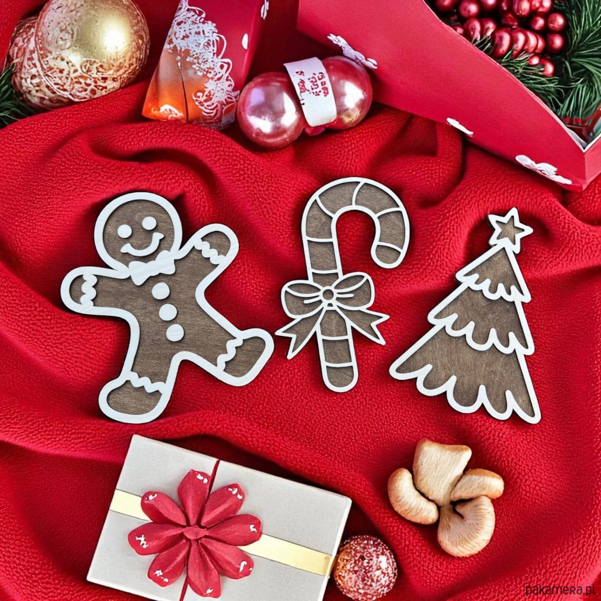dekoracje świąteczne ZESTAW PIERNIKOWYCH rekwizytów do zdjęć ozdoba na Święta Bożego Narodzenia 1